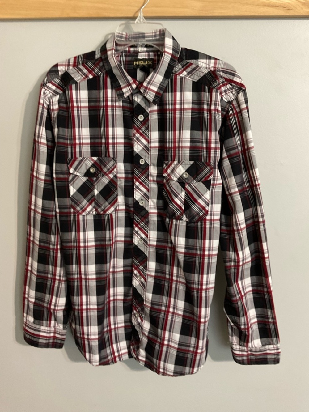 Helix Men's Plaid Athletic Fit Button-Down Shirt Large
